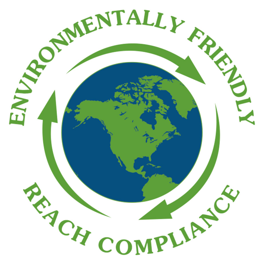 A green circle with the words " environmentally friendly reach compliance ".